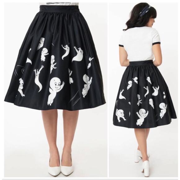 NWT Unique Vintage x Casper the friendly ghost full swing skirt 1x/16 - Picture 1 of 6